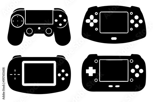 set of Portable Gaming Device Silhouette Vector Icon