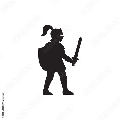 Royal Knight silhouette vector icon isolated on white background.