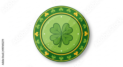 Green plate with shamrock design on st patrick's day theme background