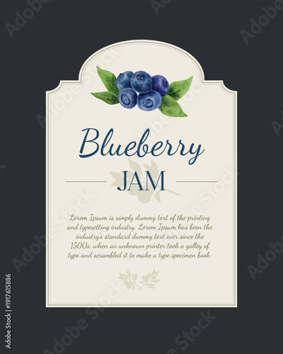 Blueberry Hand drawn design. Vectorized watercolor illustrations. with leaves for poster, prints, menu, label, card or textile