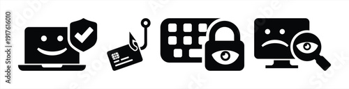 Cyber Security and Online Privacy Protection Icon Set