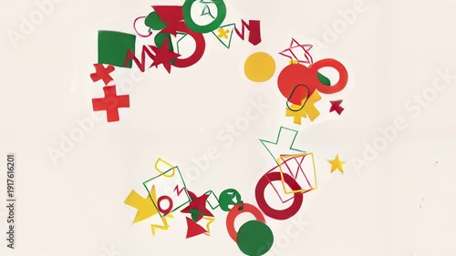 Colorful Abstract Shapes in Circular Motion.