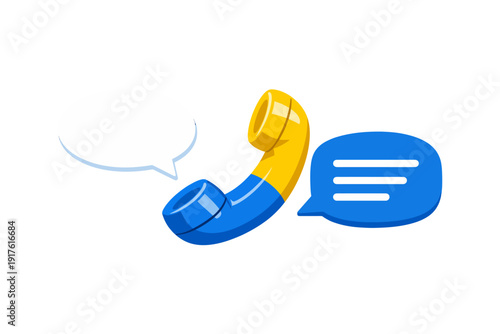 Modern graphic illustration of a telephone receiver depicting communication and dialogue for customer service concepts