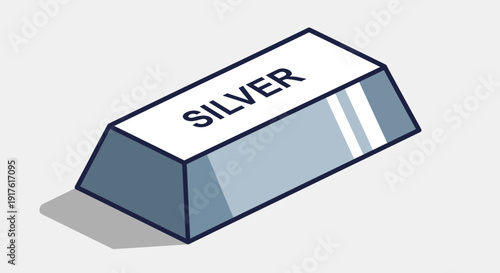Shiny Silver Bar with Inscription on a White Background.