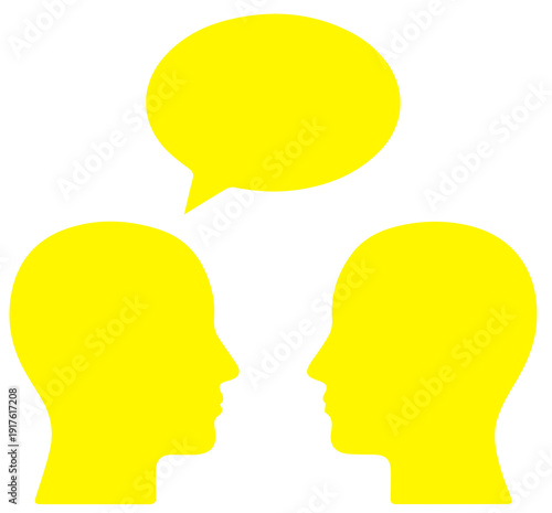 Wallpaper Mural Yellow Silhouettes of Two People Talking with Speech Bubble Isolated on Transparent PNG Torontodigital.ca