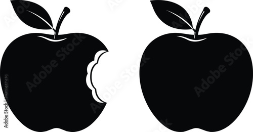 Black apple with bite taken out