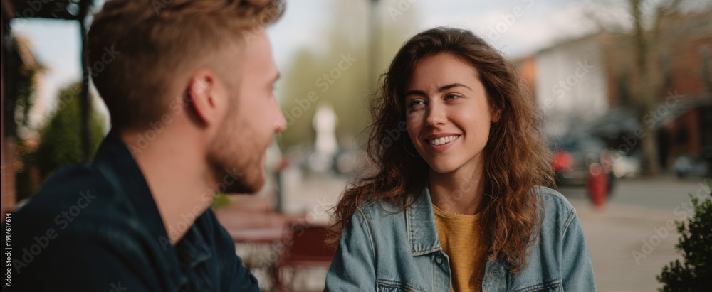 Obraz premium couple relishing a sunny afternoon during a romantic outdoor date