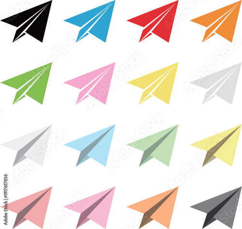 紙飛行機　アイコン　セット