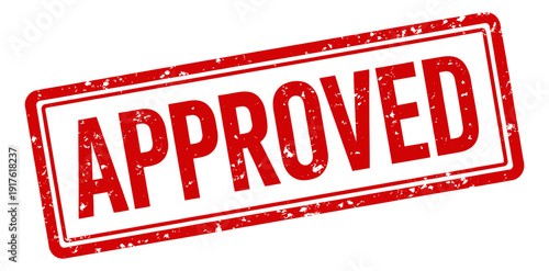 Grunge illustration of an approved rubber stamp depicting official acceptance for business documents