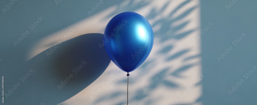 Fototapeta premium a vibrant blue balloon drifts gracefully against a serene backdrop of soft light and subtle shadows