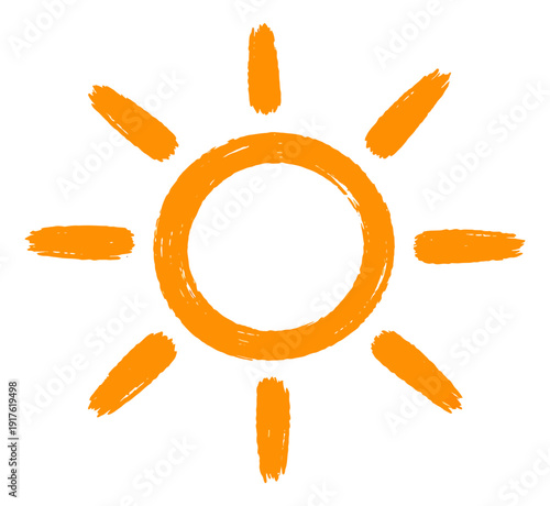 Hand drawn illustration of a sun depicting warmth and brightness for summer designs