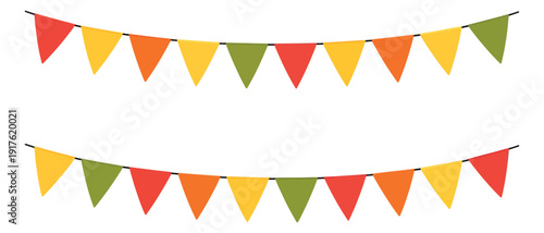 Graphic bunting flags set featuring colorful pennants for party and celebration decoration