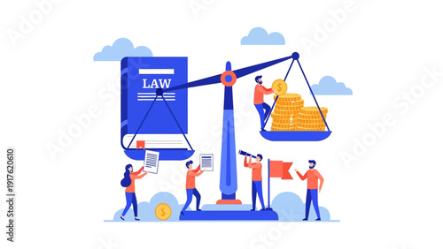 Justice Scales Balance Law Gold People Around