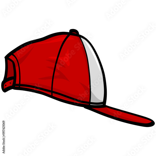 Hat Cap Snapback Backwards Red and White Vector Illustration