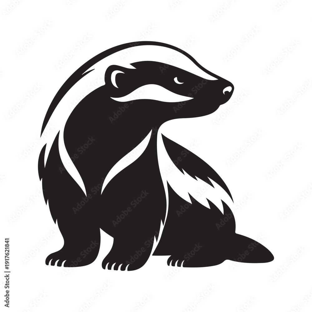 Fototapeta premium honey badger vector silhouette clip art logo design illustration. abstract honey badger icon collection 