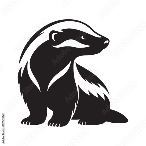 honey badger vector silhouette clip art logo design illustration. abstract honey badger icon collection
