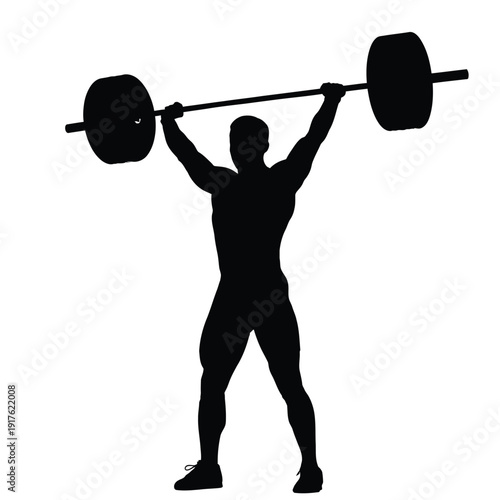 Weightlifter Lifting Barbell Silhouette Illustration