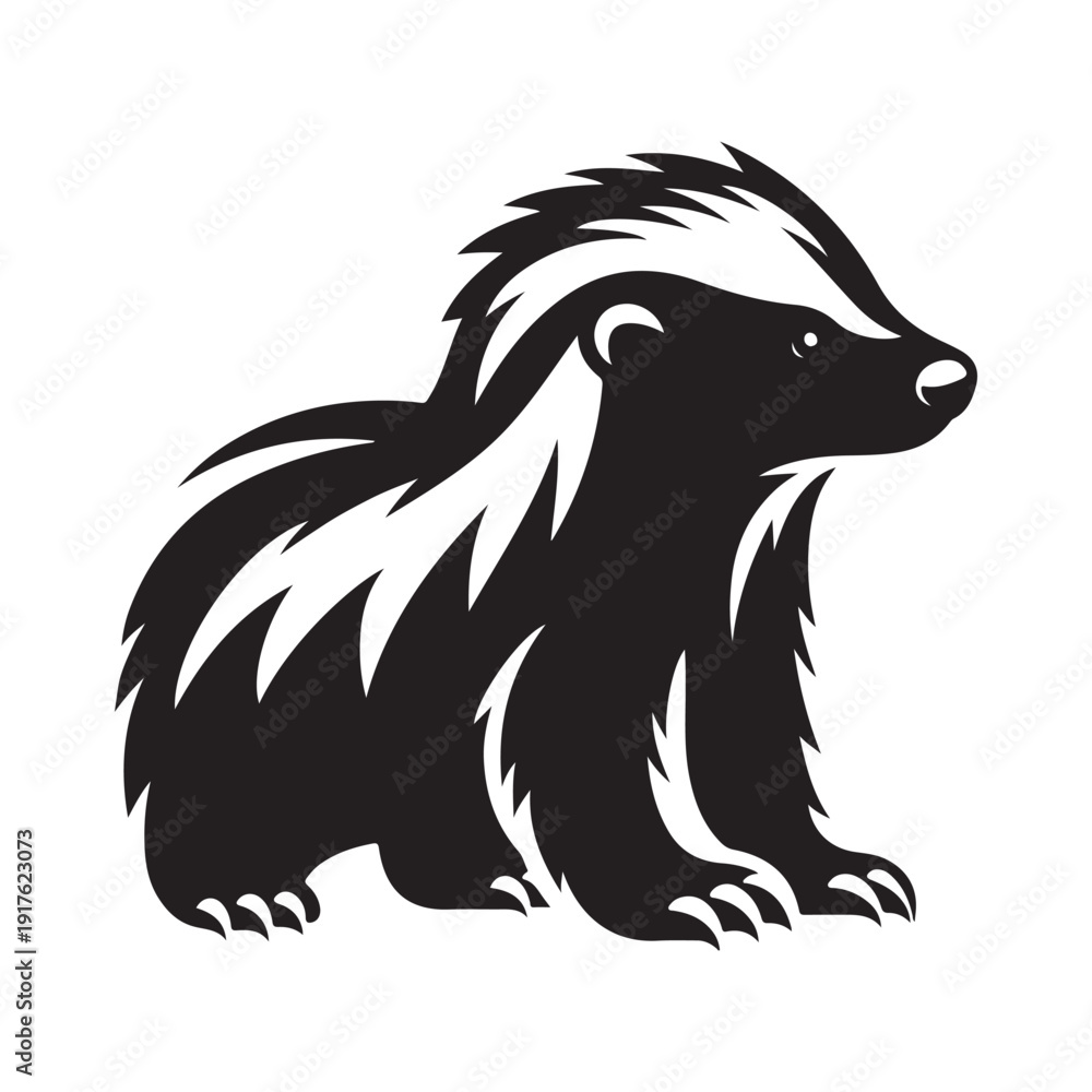 Fototapeta premium honey badger vector silhouette clip art logo design illustration. abstract honey badger icon collection 