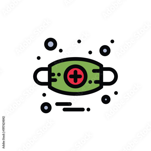 Medical Face Mask Icon, Virus Protection, Healthcare and Safety Concept, Flat Design