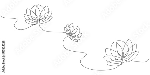 continuous line of lotus flowers for Vesak Day eps 1