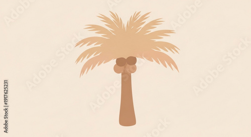 Palm tree silhouette with coconuts on a soft beige background simple graphic design element tropical nature illustration vector art