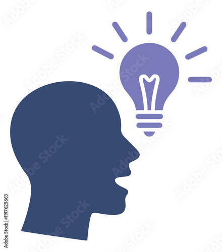 Wallpaper Mural Minimalist graphic illustration of a human head and a light bulb depicting an idea for creative thinking Torontodigital.ca