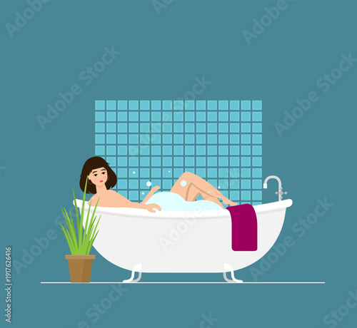 Bath flat vector for web and design