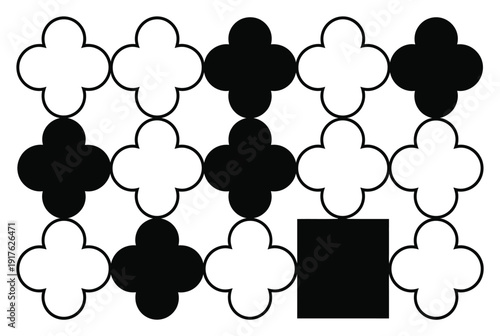 Black and White Quatrefoil Pattern with a Single Square