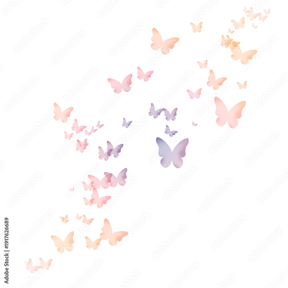 Fototapeta premium Colorful Flying Butterflies PNG Transparent Illustration