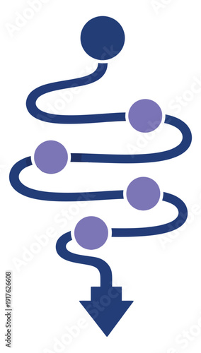 Modern flat illustration of a process flow depicting a step-by-step sequence for business strategy