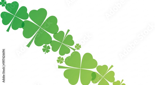 Green clover leaves on white background symbolizing luck and nature