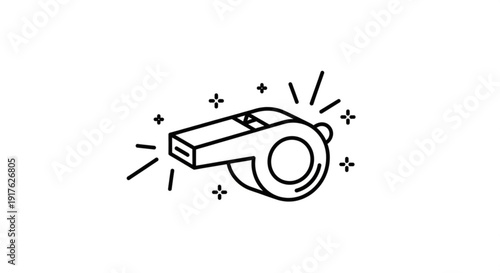 Whistle with sparkles and lines symbolizing alertness and attention