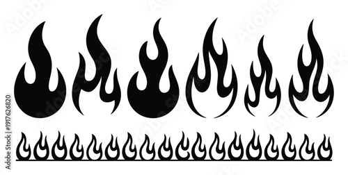 Black Flame Stylized Fire and Border