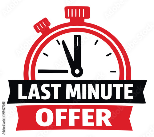 Modern graphic illustration of a stopwatch depicting a last minute offer for marketing campaigns