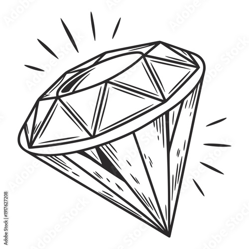 Abstract Geometric Diamond Line Art Vector Illustration Luxury Gemstone Outline Design