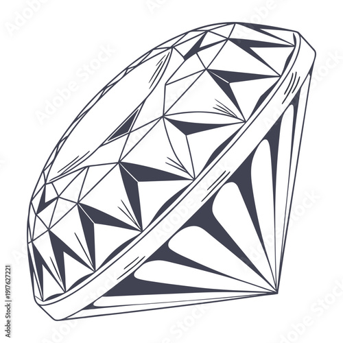 Abstract Geometric Diamond Line Art Vector Illustration Luxury Gemstone Outline Design