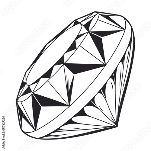 Abstract Geometric Diamond Line Art Vector Illustration Luxury Gemstone Outline Design