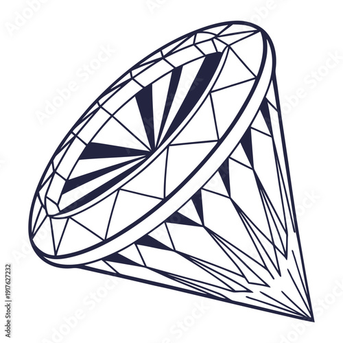 Abstract Geometric Diamond Line Art Vector Illustration Luxury Gemstone Outline Design