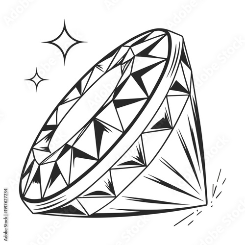 Abstract Geometric Diamond Line Art Vector Illustration Luxury Gemstone Outline Design