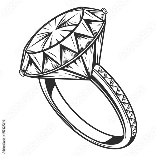 Abstract Geometric Diamond Line Art Vector Illustration Luxury Gemstone Outline Design