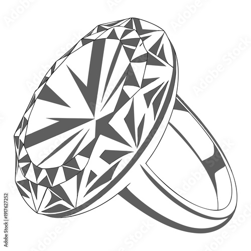Abstract Geometric Diamond Line Art Vector Illustration Luxury Gemstone Outline Design