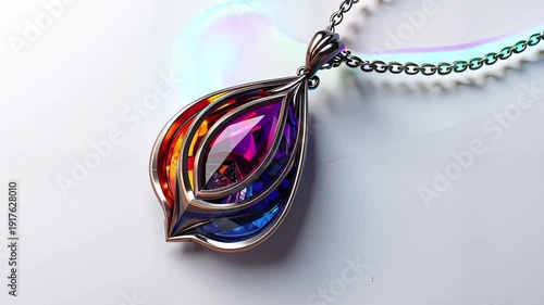 Rainbow Pendant Necklace with Holographic Effect.