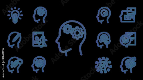 Innovative business concepts and creative thinking icons