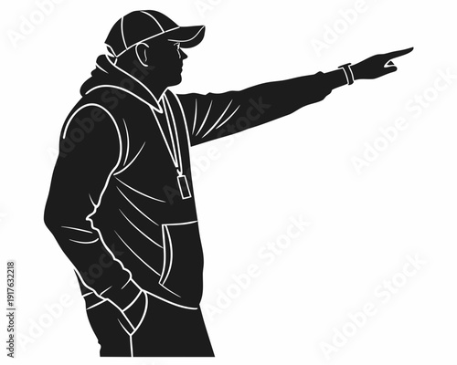 Team Coach Hand Signal Silhouette Vector Graphic Illustration