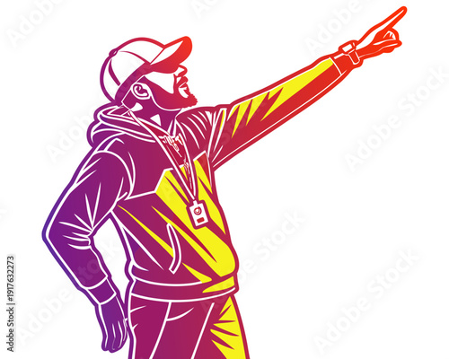 Sports Coach Giving Instructions Silhouette Vector Icon