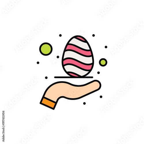 Hand gently holding a decorated Easter egg, representing Easter celebration, tradition, and careful handling.