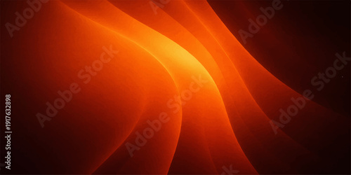 Abstract orange and red background with glowing waves of fire and light creates a bright energy motion illustration featuring a hot flame swirl pattern texture