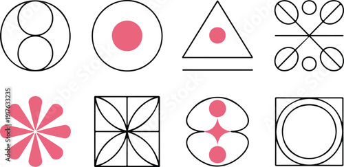 Abstract Geometric Shape Collection Vector with Pink Decorative Symbols