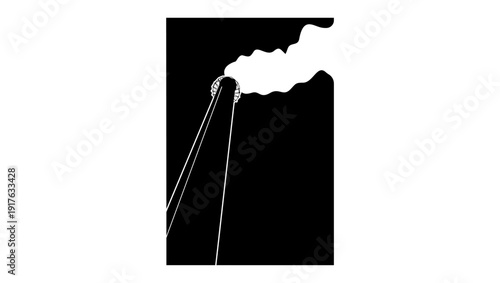 Steam power plant, black isolated silhouette