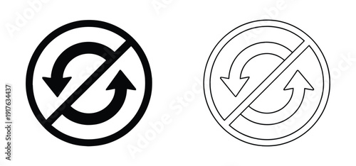 No cycling allowed sign with arrows in black and white